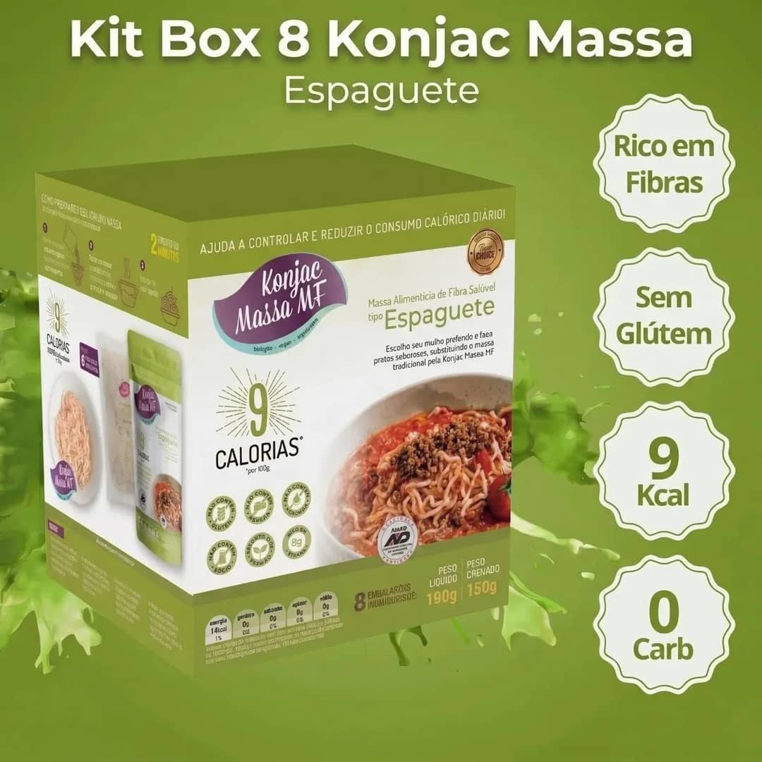 Kit Box 8 Espaguete Tipo Macarrão Konjac Massa Para Emagrecer Dieta