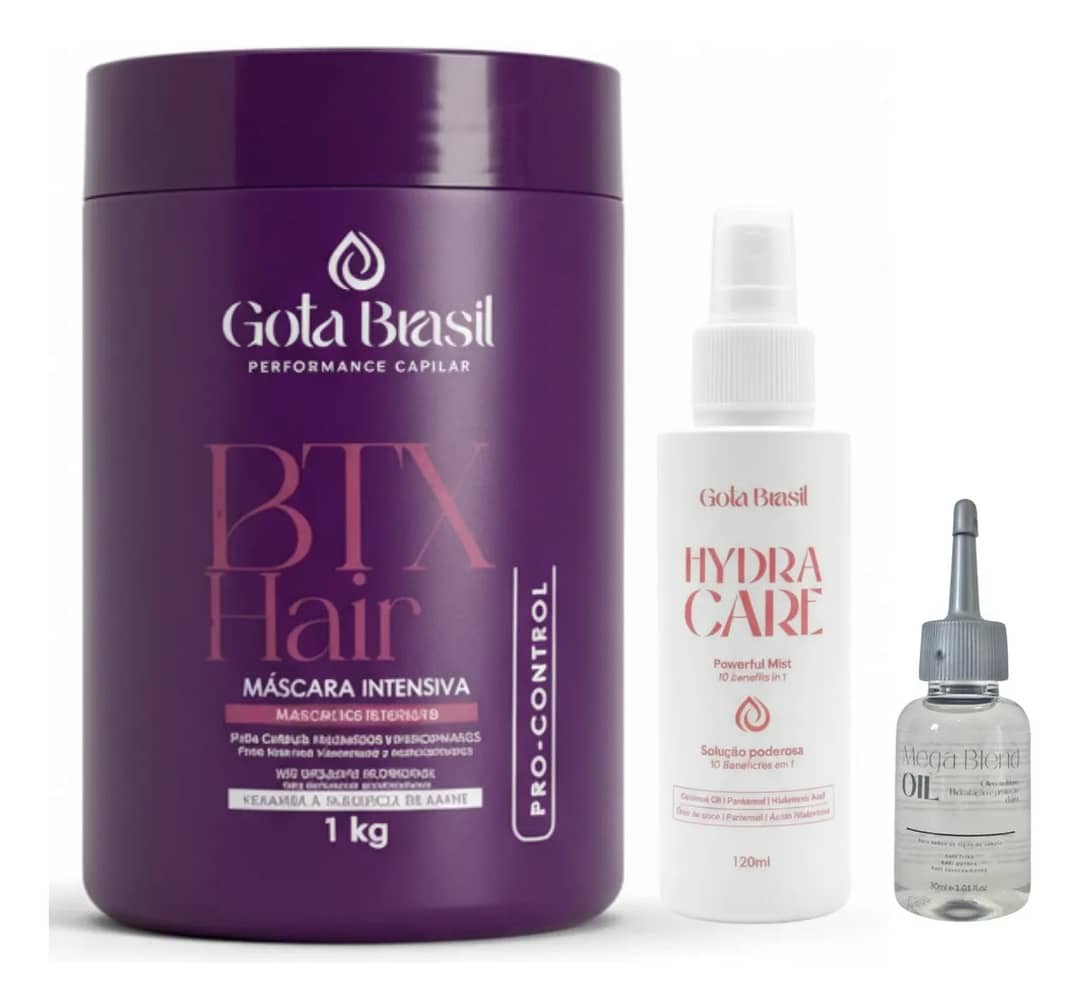 Kit Máscara Btx Sem Formol C Protetor Térmico E Finalizador
