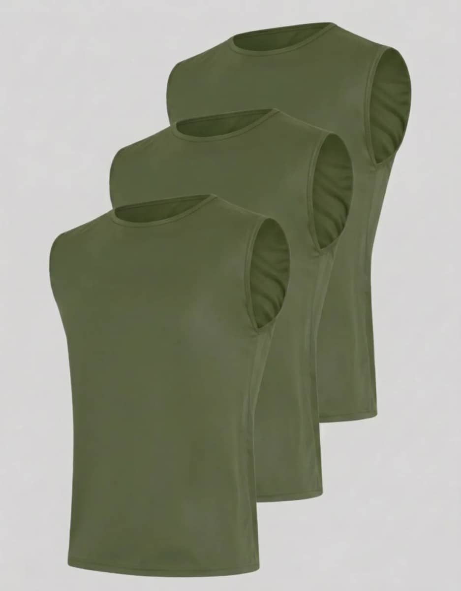 Kit 3 Regata Masculina Dry Fit Cavada Machão 3 Verde Militar G
