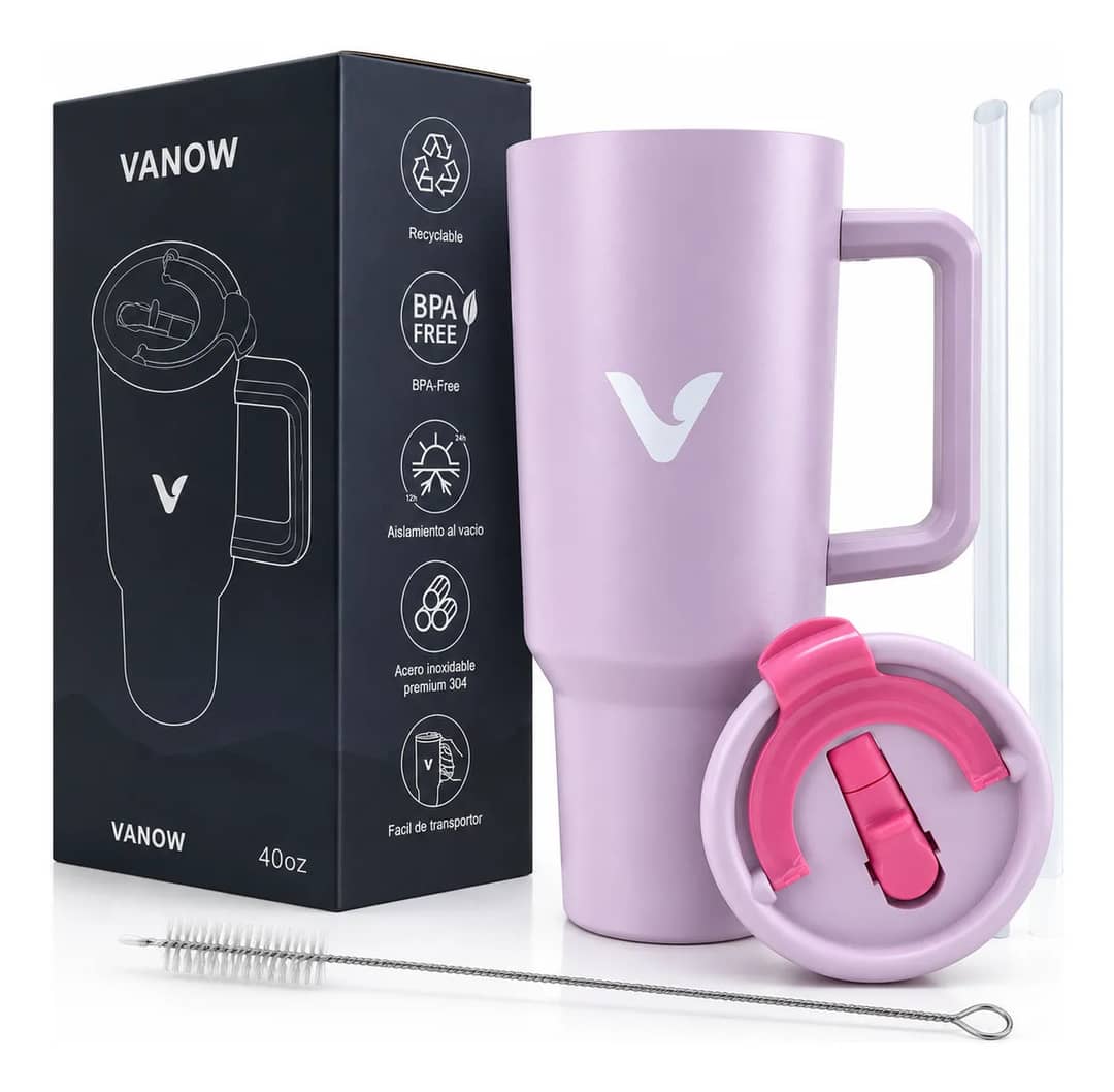 Copo Térmico Canudo Inox 1,2 Litro Com Tampa Alça Para Água Rosa
