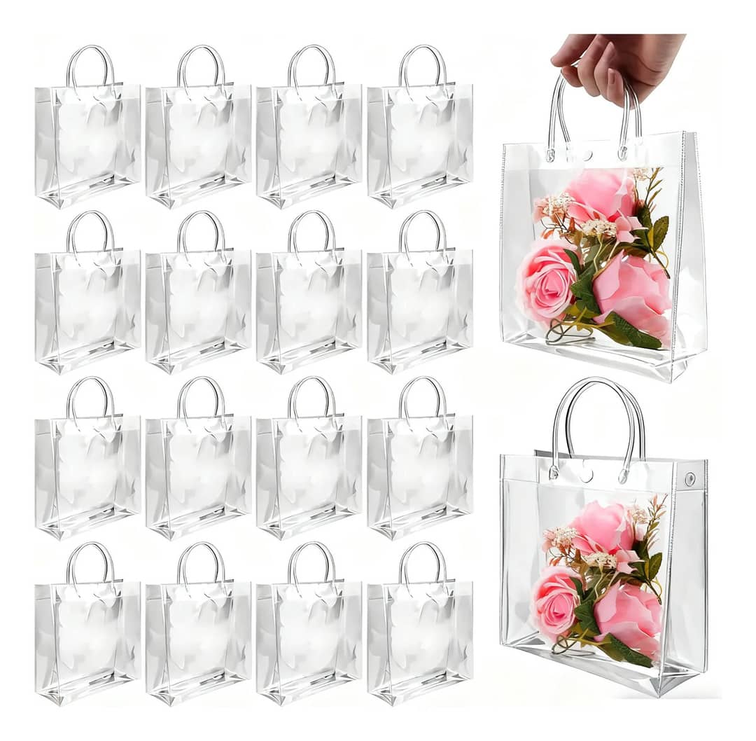 Kit 60 Unidades Reutilize Sacos De Presente Plástico Pvc 20*20*8cm