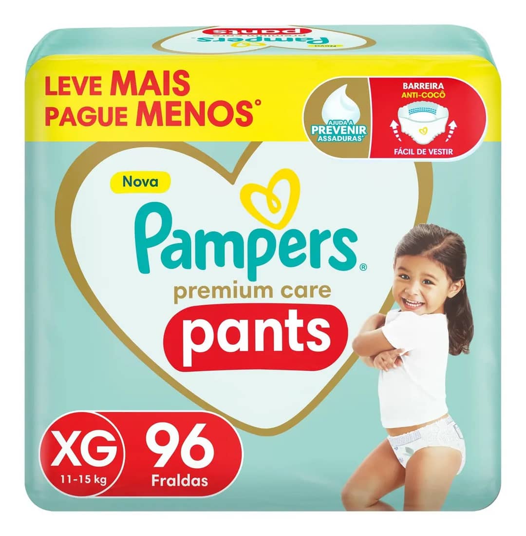 Fralda Pampers Premium Care Pants Tamanho Xg 96 Unidades Sem Gênero