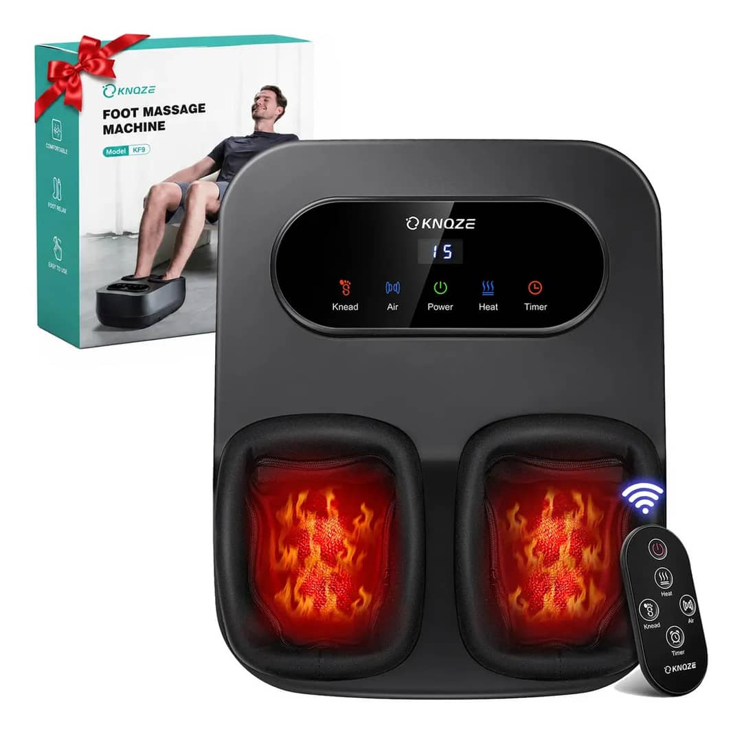 Massageador De Pes Eletrico Portatil Com Aquecimento E Controle Remoto Para Relaxamento Pés E Pernas Shiatsu Profissional Preto