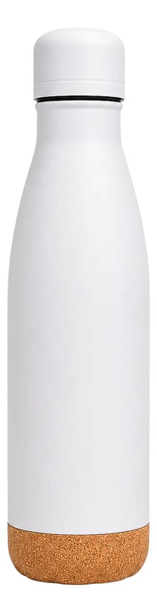 Garrafa Térmica Inox Dupla Parede Vácuo Base Cortiça 500 Ml Branca