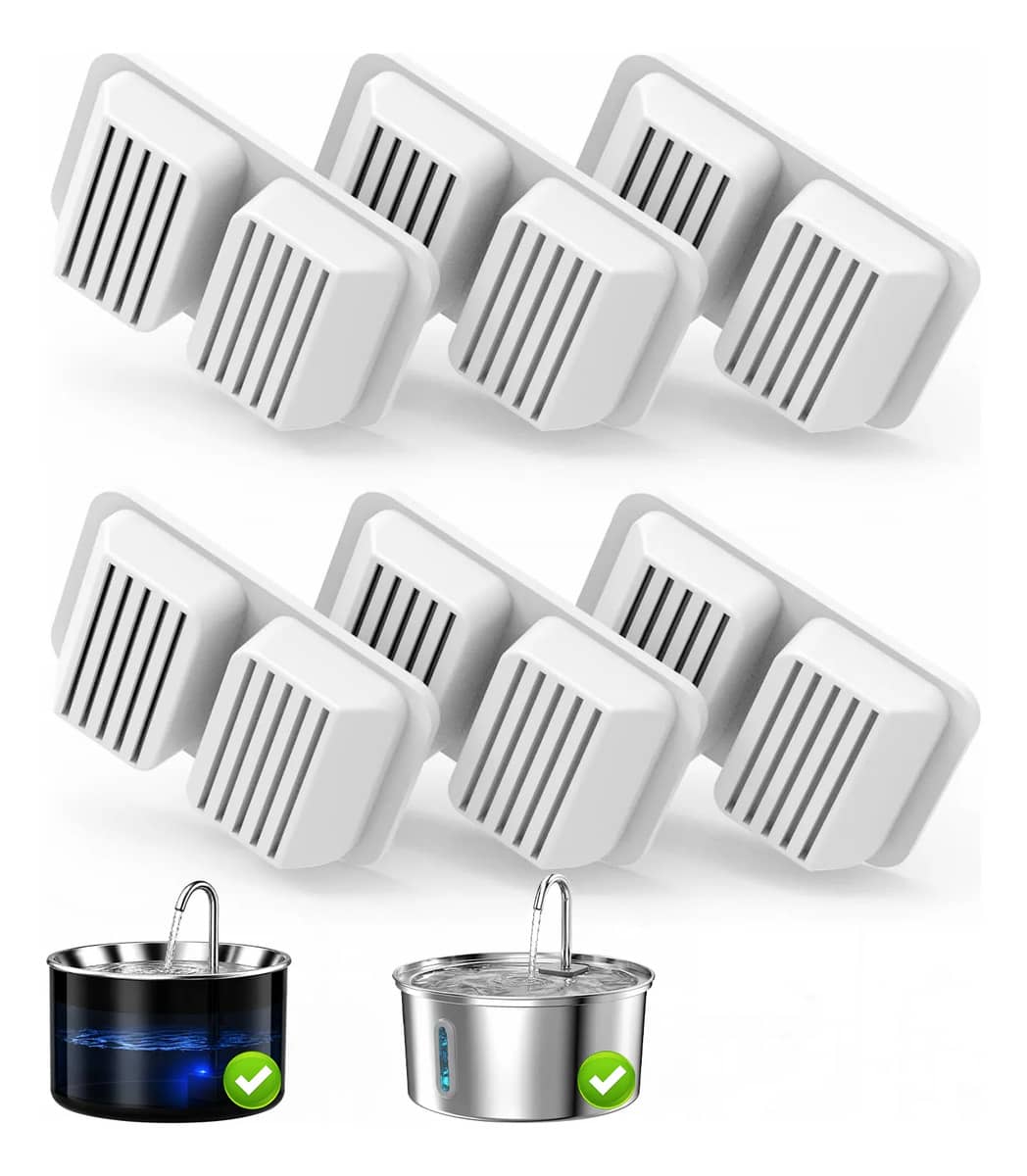 Kit 6 Filtro Fonte Água Gatos Carvão Ativado 3/3,2l Looxopet 127/220v Branco