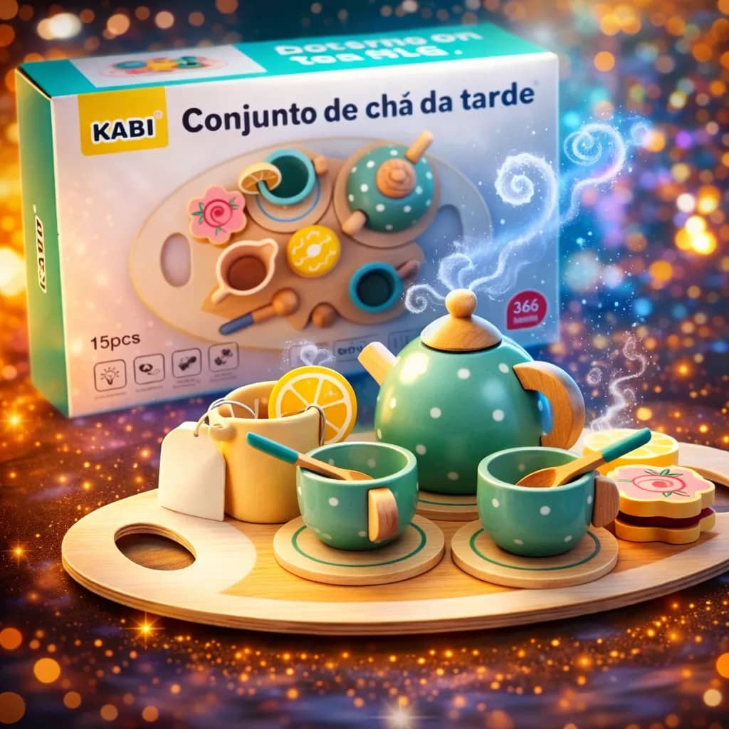 Conjunto De Chá E Café Infantil Madeira 15 Peças Brinquedo Única