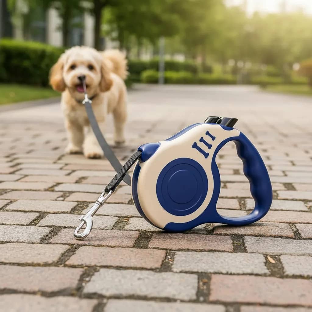 Guia Retrátil Para Cachorro 3m Com Trava Até 15kg Pet Azul