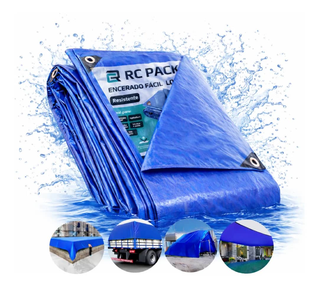 Lona Plástica Multiuso Azul 8x8 200 Micras Impermeável