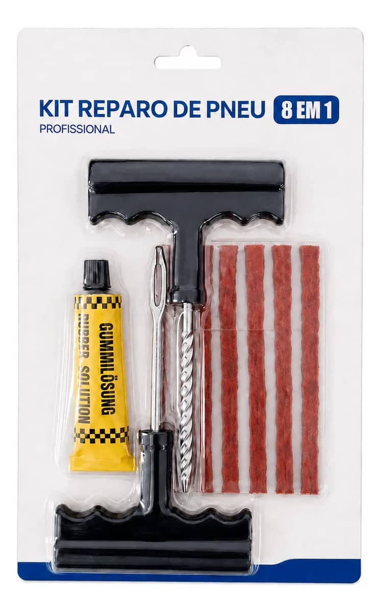 Kit 8 Em 1 Reparo Pneus Carro Moto