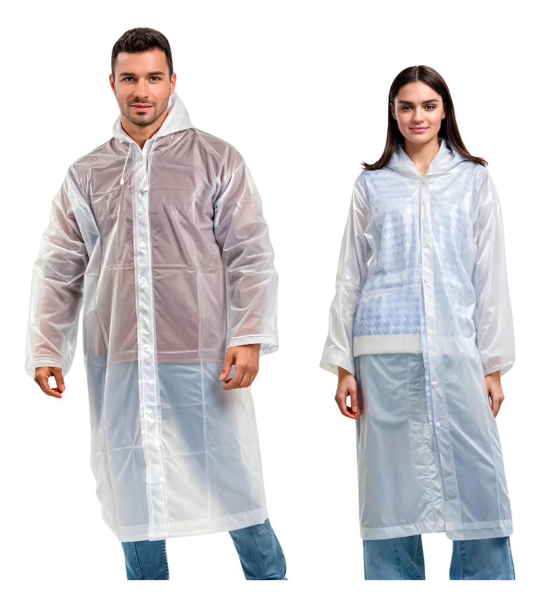 Kit 2 Capa De Chuva Reforçada Pvc Transparente Resistente Transparente Único