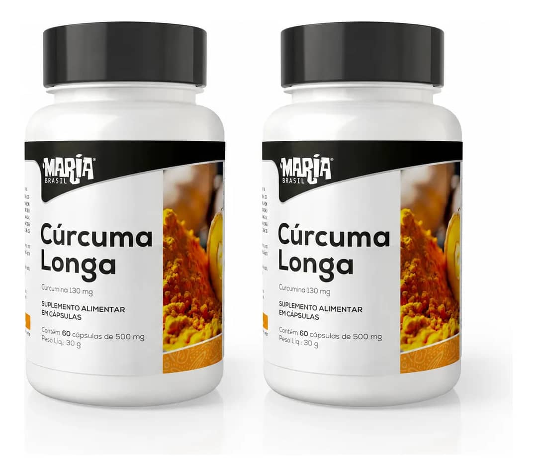 Kit 2 Cúrcuma Longa 60 Cápsulas 130mg Sem Sabor Sem Sabor