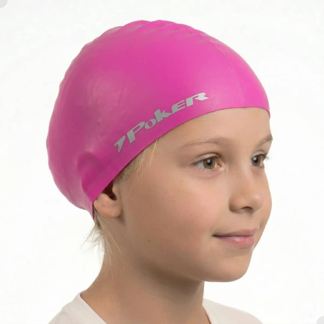 Touca Silicone Natação Power Jr Poker Infantil Mar Piscina Rosa Único