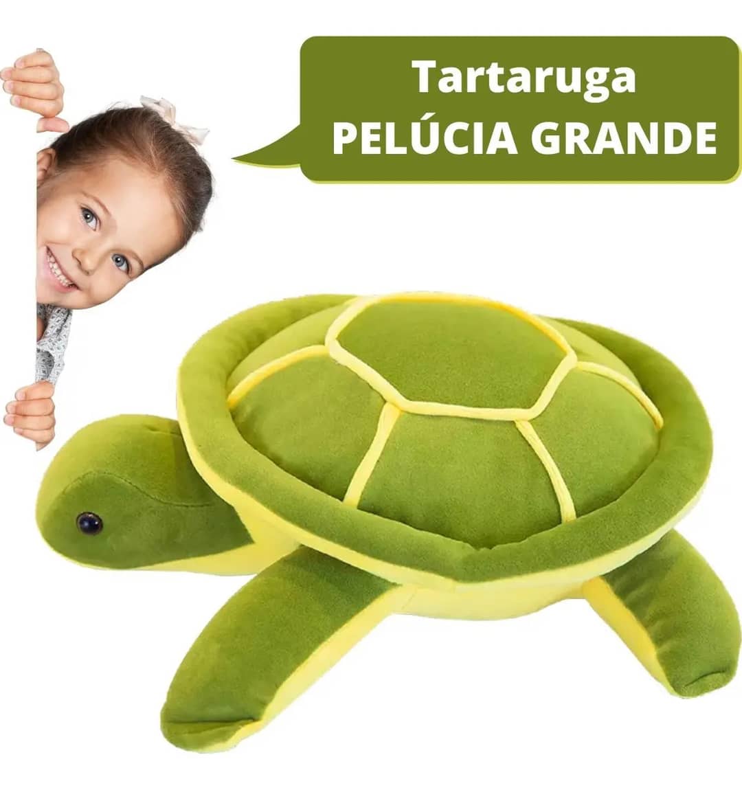 Tartaruga Gigante De Pelúcia Bicho Marinho Anti Alérgica Verde