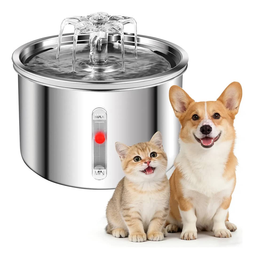 Fonte De Agua Bebedouro Vertical Inox Para Gatos E Cães 2l 5v Bebedouro
