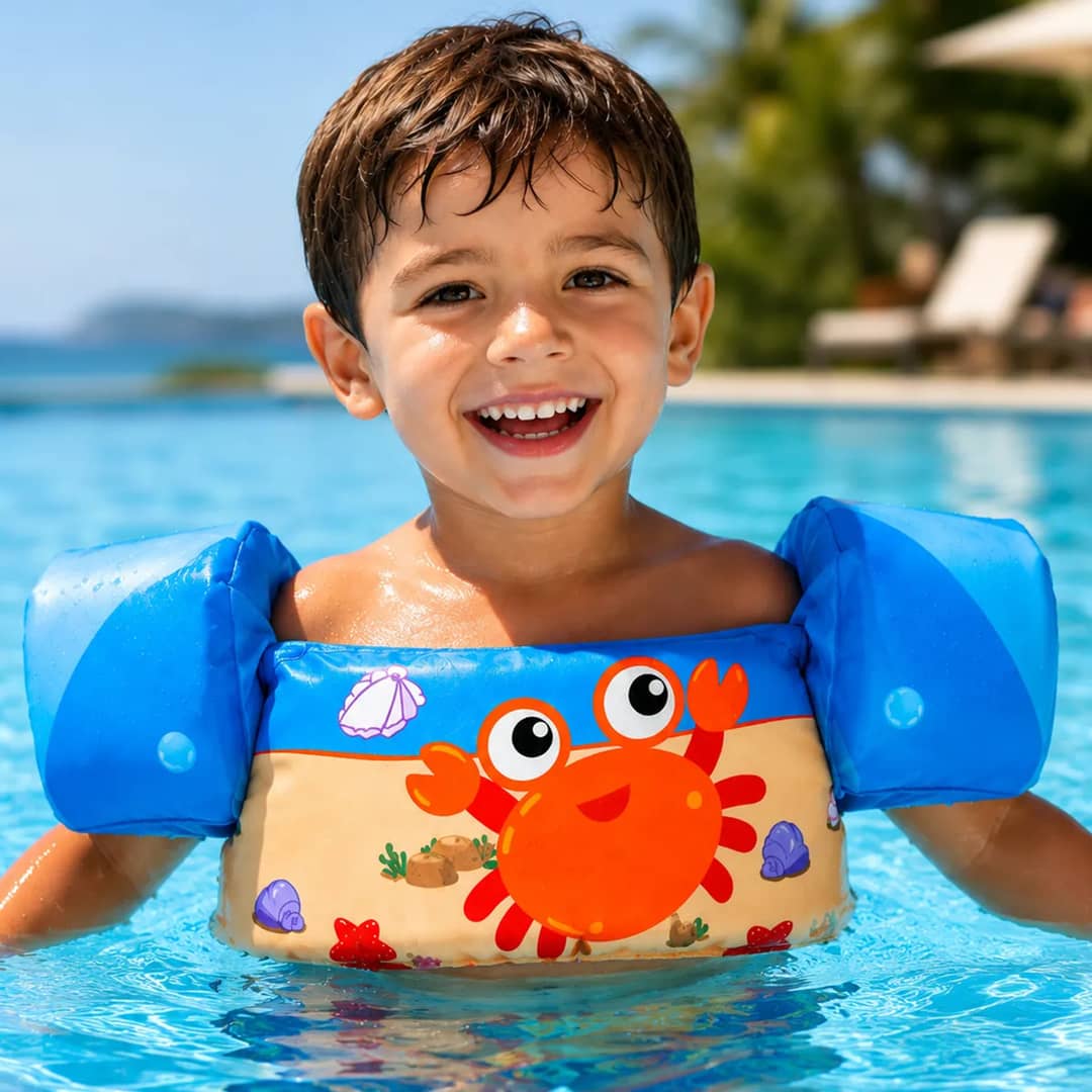Colete Salva-vidas Infantil Braço Peitoral Piscina 14-25kg Azul Único