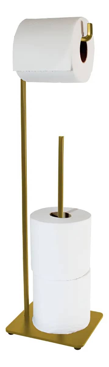 Suporte Chão Porta Papel Higiênico 4 Rolos Banheiro Dourado