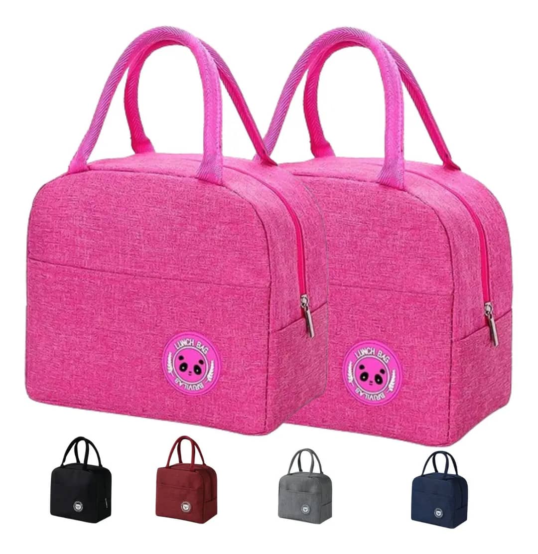 Bolsa Térmica Ferun Kit 2 Pçs 6l Rosa Marmita Lanche Trabalho