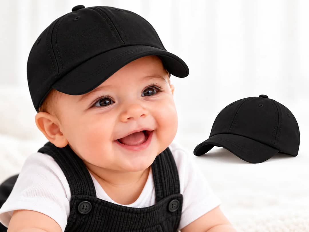 Boné Bebê Infantil Praia Proteção Menino Menina 2 A 10 Meses Preto Un Liso