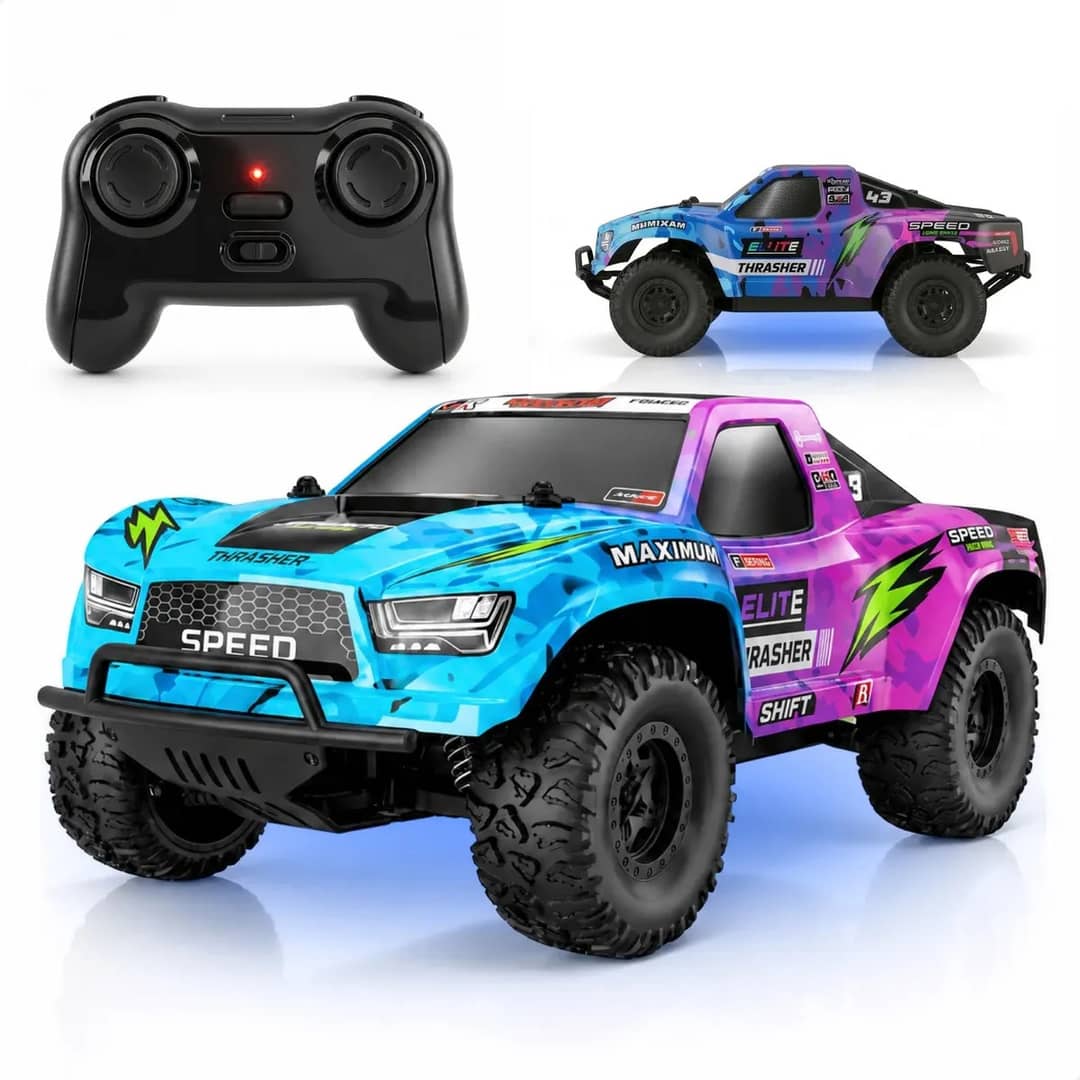 Carrinho De Controle Remoto 4x4 Off Road Brinquedo Com Luzes Azul