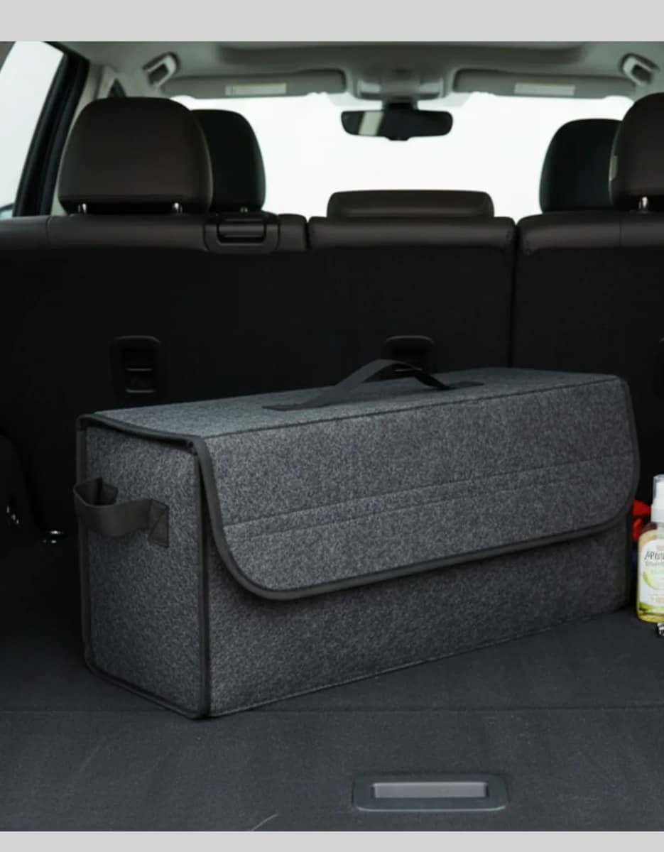 Bolsa Organizadora Dobrável Feltro Cinza Carro Porta Malas Cinza