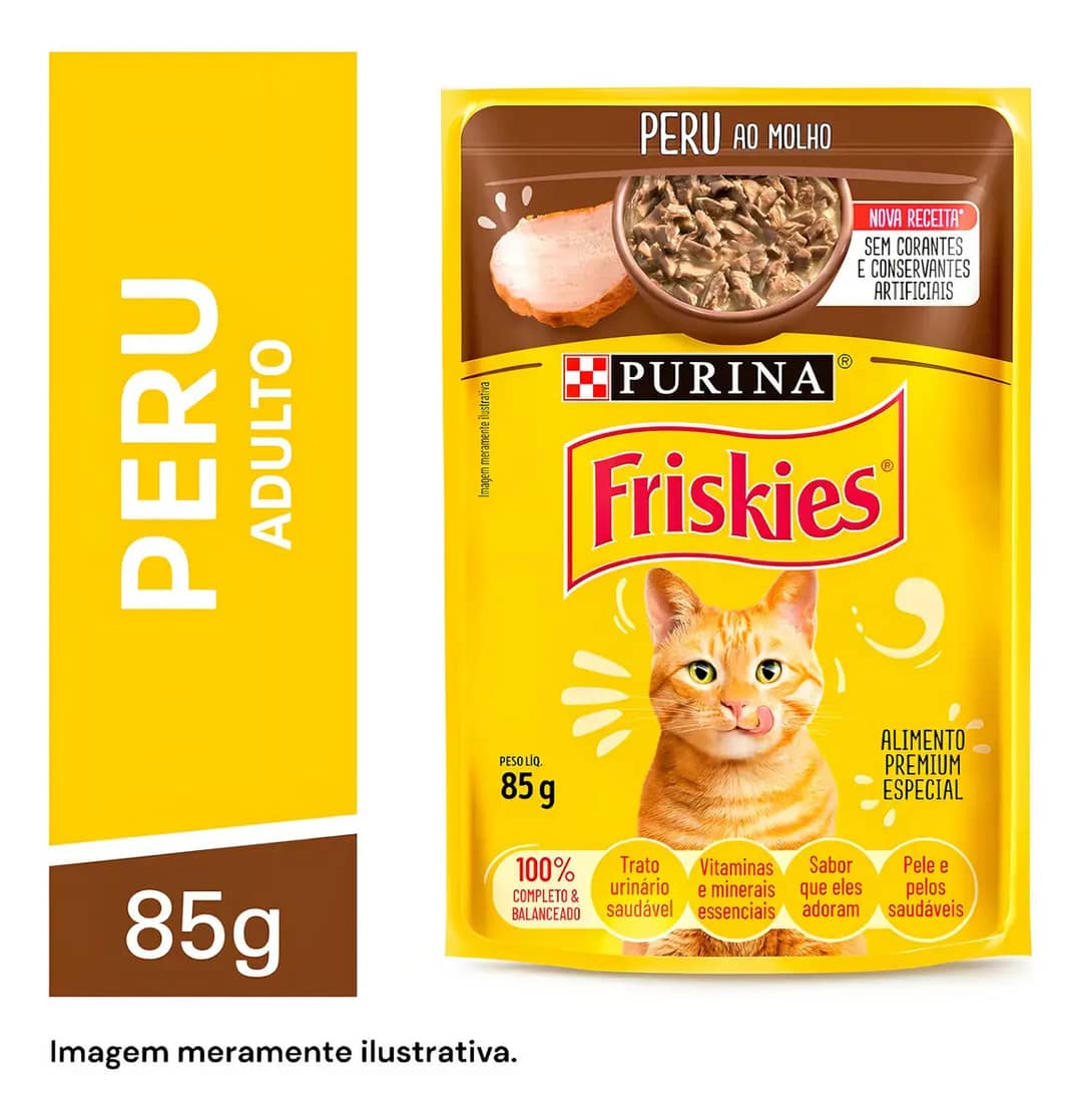 Caixa Sachês Friskies Peru Ao Molho 85g