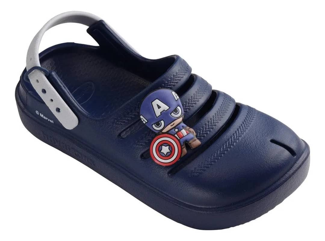 Chinelo Havaianas Clog Baby Infantil Babuche Marvel Marinho 35/36 Babuche Infantil (clog) Com Estampa Do Capitão América