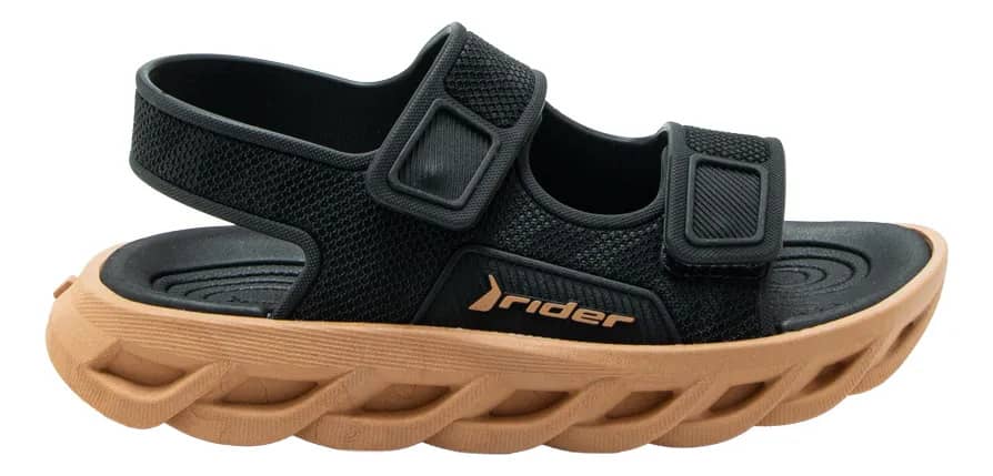 Chinelo Papete Bebê Rider R Power Menino Bege/preto 17.18 Br Liso