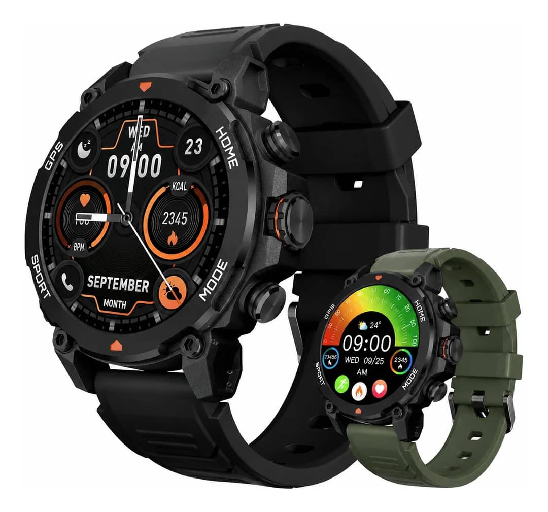 Smartwatch Aurafit G6 Esportivo Com Gps E Amoled 1.43 Preto Preto Esportivo Preto Verde Exército