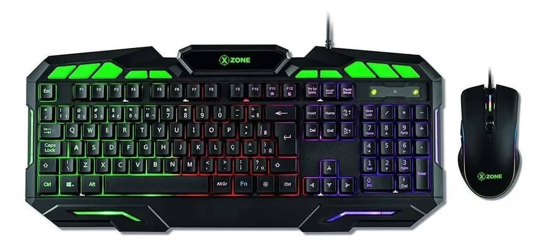 Kit Teclado E Mouse Gamer Xzone Gtc-01, De Membrana E Óptico, Com Led Em 7 Cores Preto