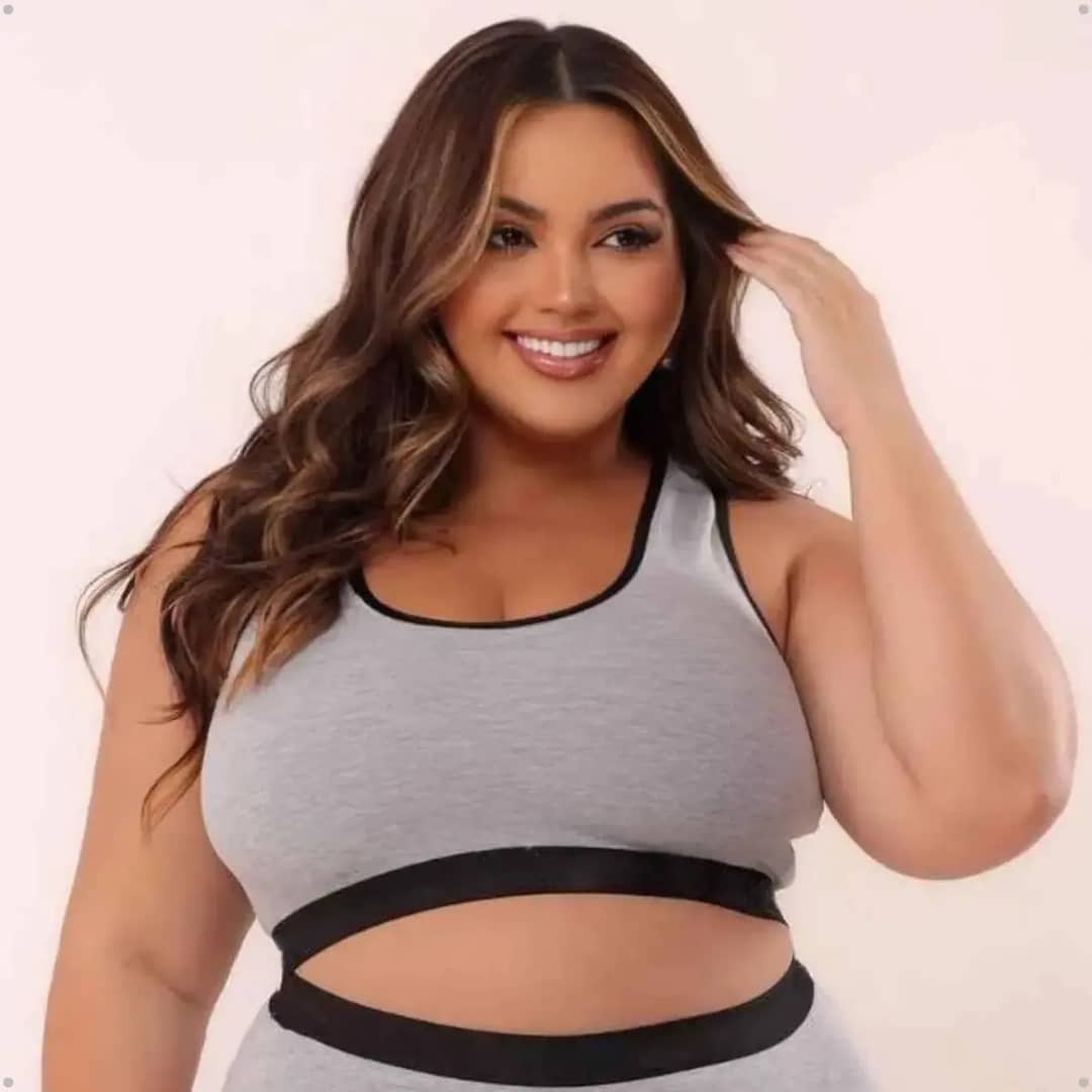 Sutiã Top Algodão Cotton E Forro Alças Largas De Plus Size Cinza Lisa G4