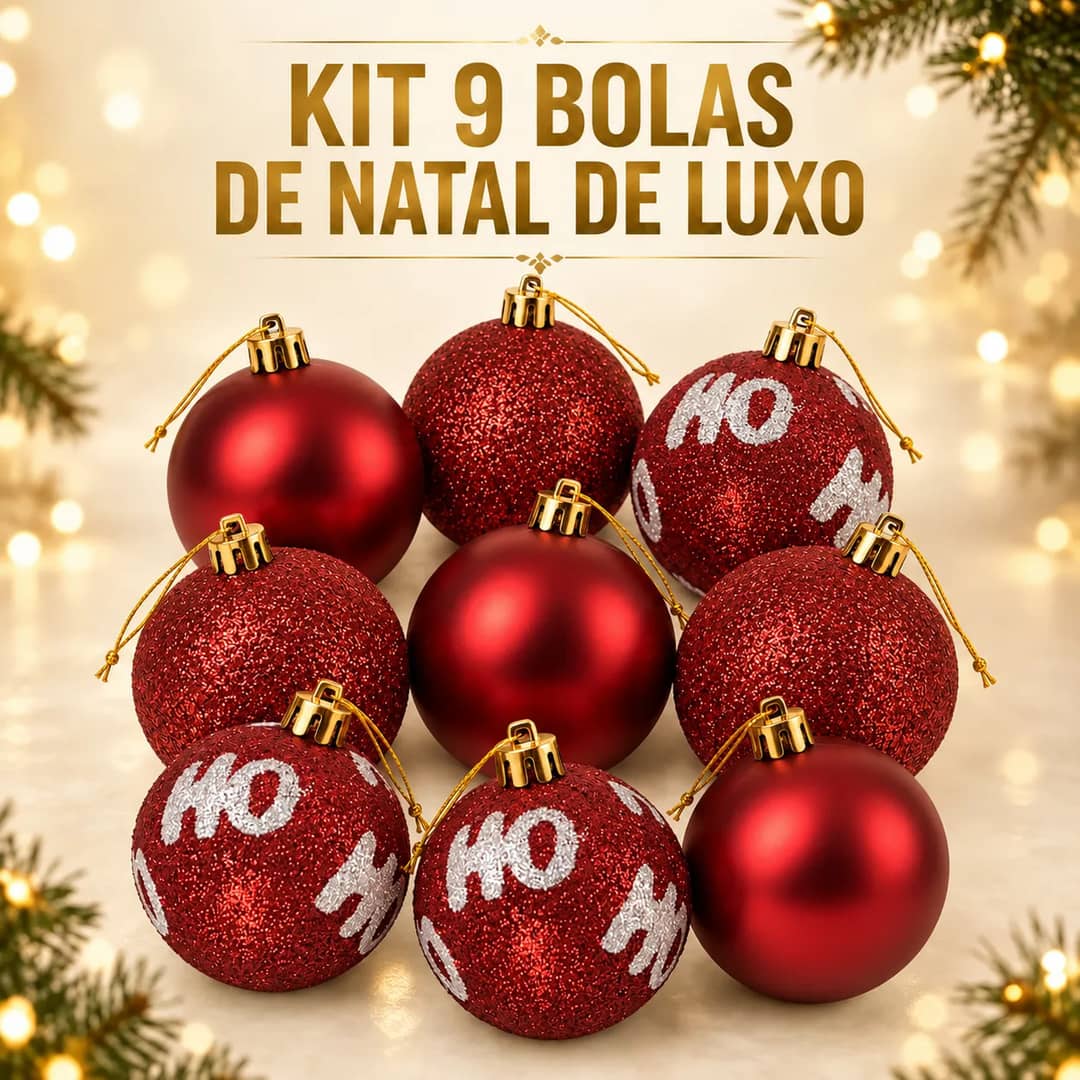 Kit 9 Bolas De Natal 5cm Pinheiro Arvore Luxo Enfeite Tubo Vermelho 1