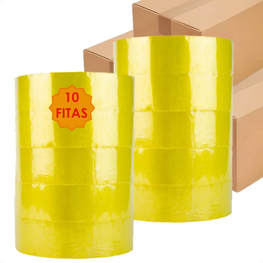 10 Unidades Fita Larga Transparente 500m Embalar Caixa Transparente Liso