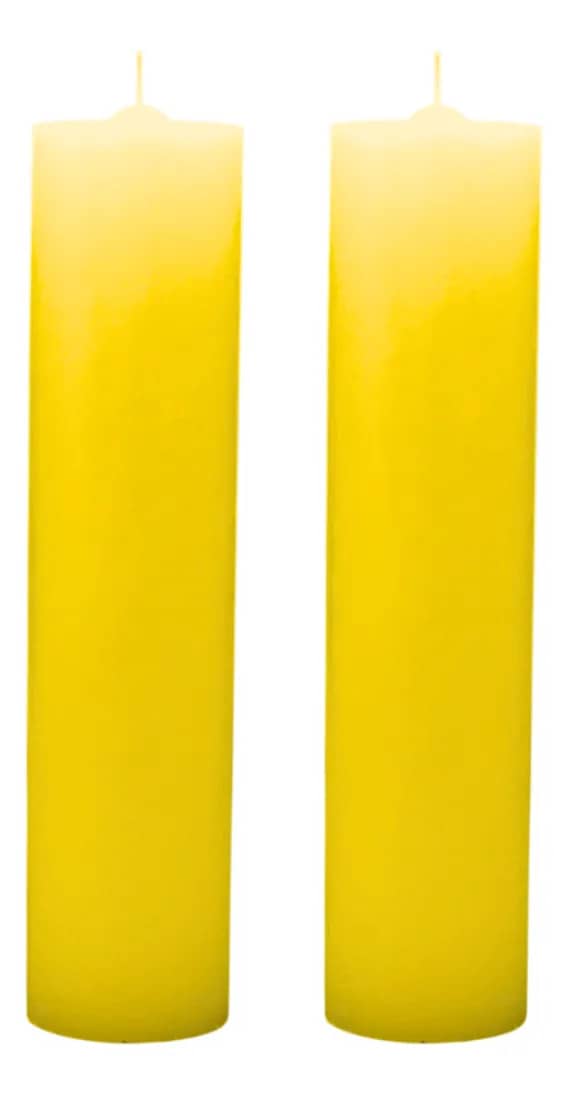 Kit 2 Velas De Altar 30x7 Litúrgicas Para Igreja Amarelo