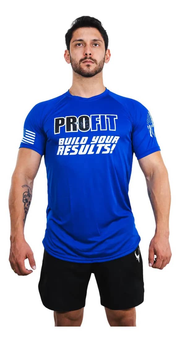 Camiseta Masculina Profit Dry-fit Academia Treino Caminhada Azul M