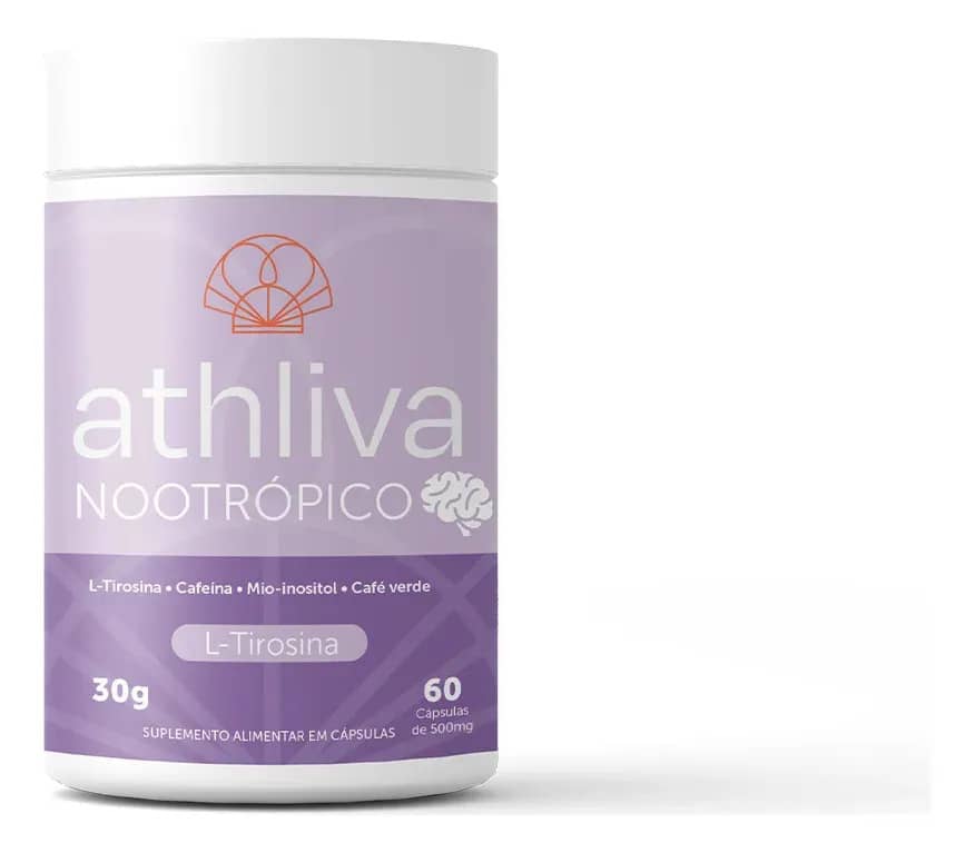 Nootrópico + L-tirosina 500mg Alta Concentração 60 Cápsulas Athliva Sem Sabor