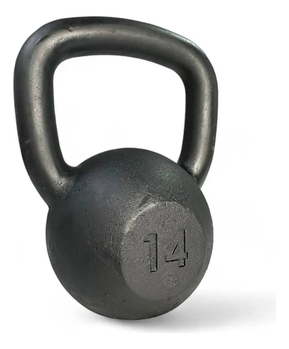 Kettlebell 14kg Pintado Treino Em Casa Academia Musculação Preto