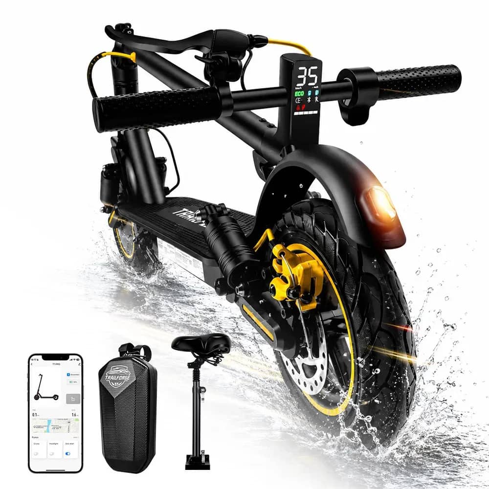 Trailforge Patinete Elétrico 800w 48v 12,5ah 40km/h 40km Autonomia Dobrável Led Bluetooth 120kg Freio A Disco 10 Preto