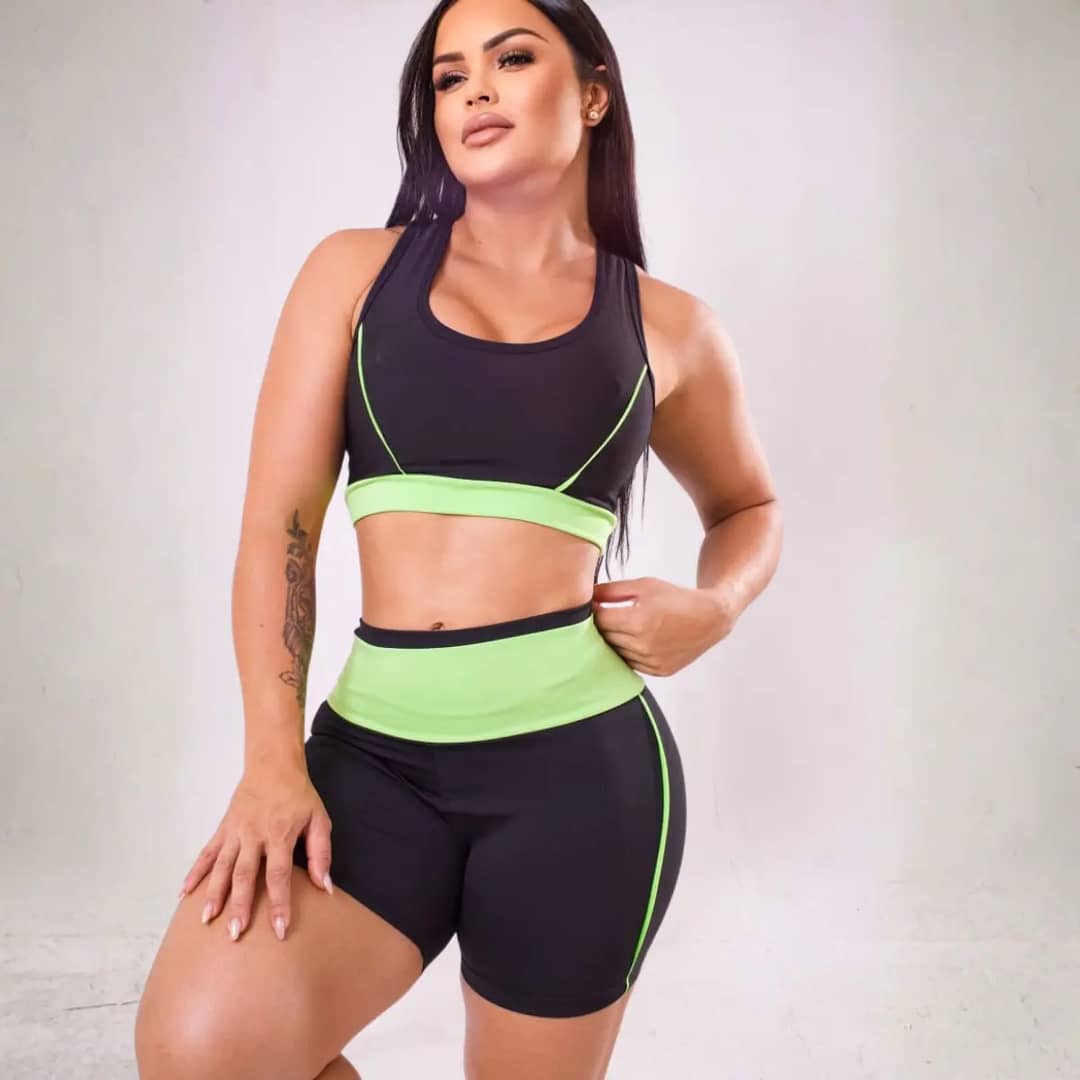 Conjunto Fitness Academia Shorts+top Cintura Alta…