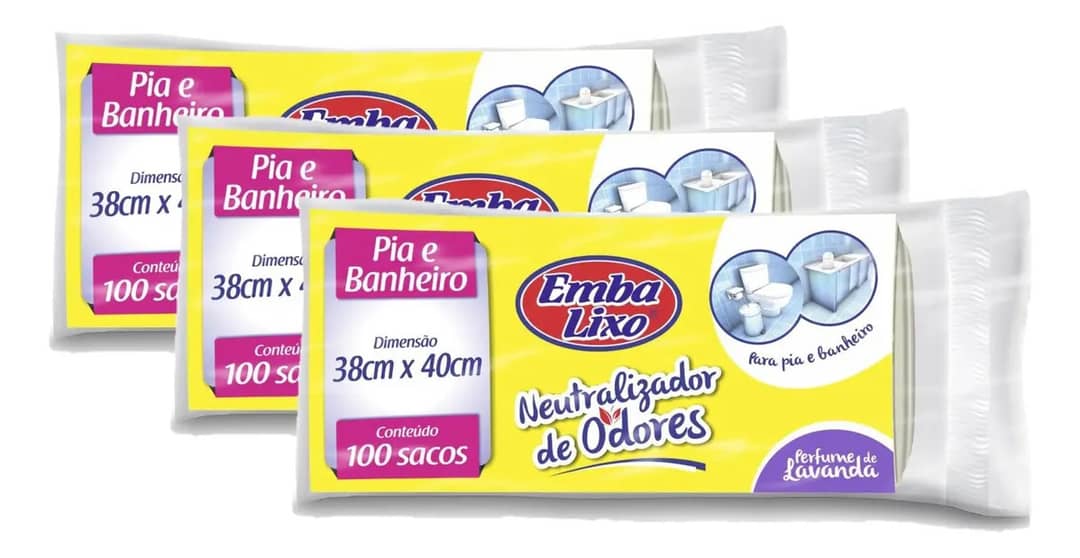 Saco De Lixo Banheiro Pia Perfumado Lavanda Kit 300…