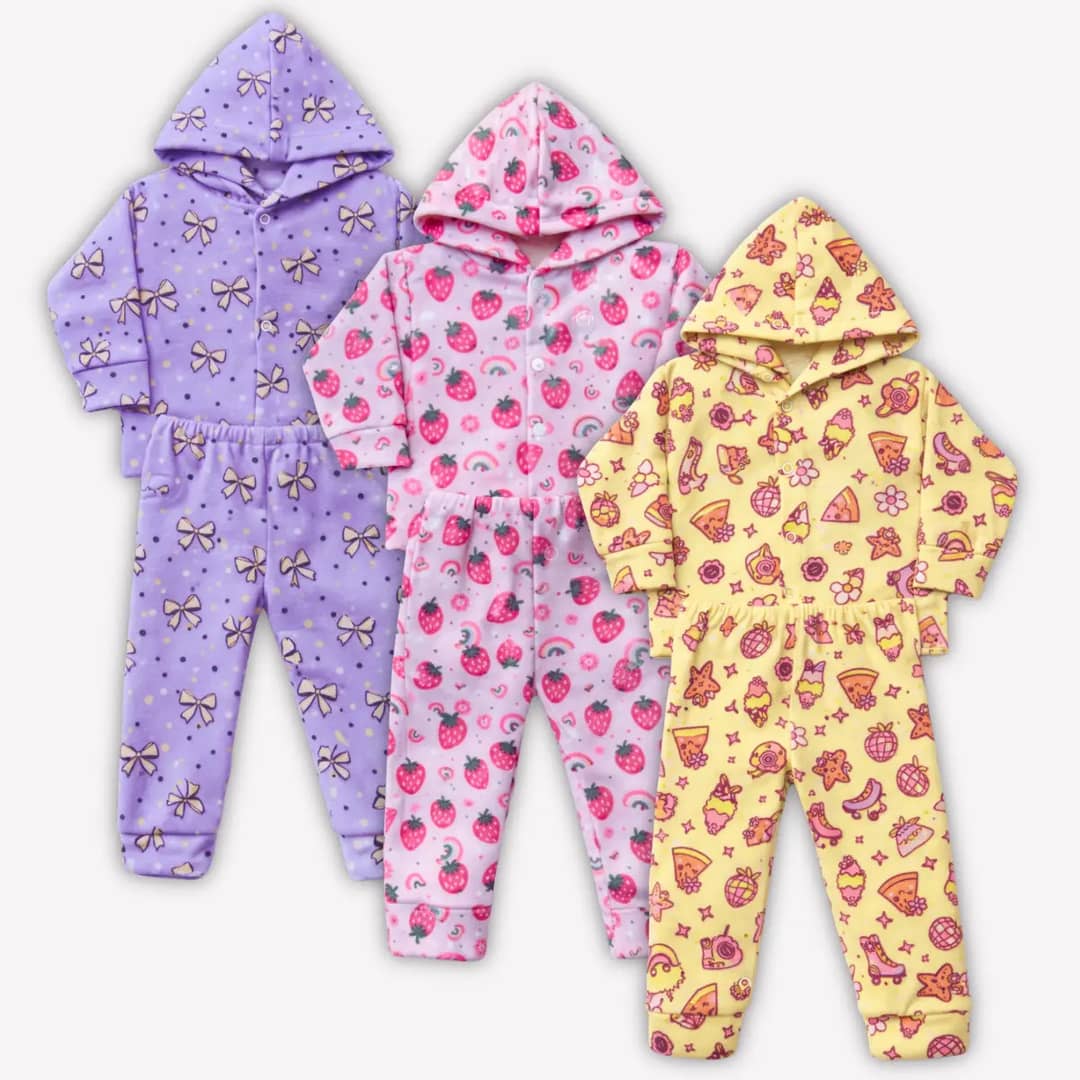 Kit 3 Conjuntos Inverno Soft Infantil Roupa Bebê Frio Menino Feminino 2